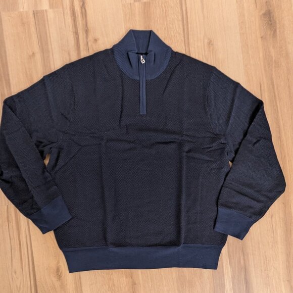 Bonobos Other - New Bonobos Merino Half Zip Sweater XXL Midnight Blue Herringbone Washable Wool